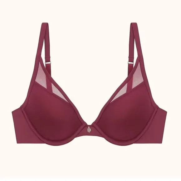 ThirdLove 24/7 Classic Uplift Plunge Bra Deep V Cut Burgundy color Size 3D 38F