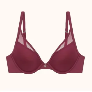 ThirdLove 24/7 Classic Uplift Plunge Bra Deep V Cut Burgundy color Size 3D 38F
