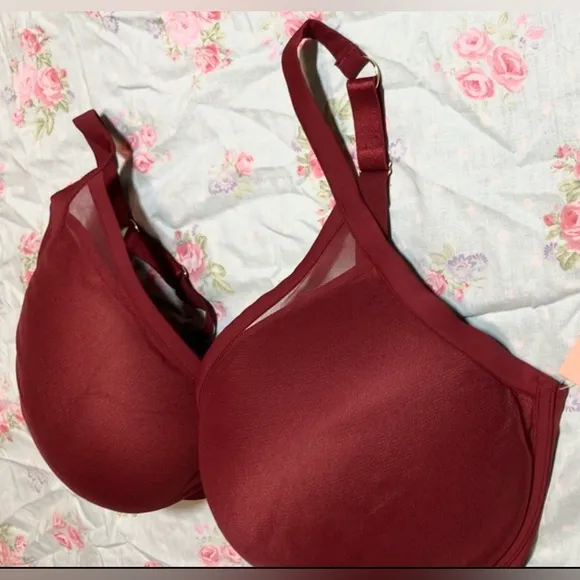ThirdLove 24/7 Classic Uplift Plunge Bra Deep V Cut Burgundy color Size 3D 38F