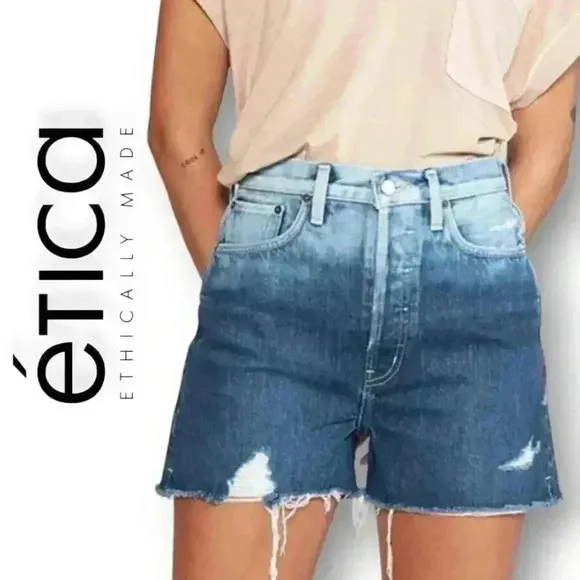 Ética Fern High Rise Cut-Off Distressed Festival Denim Shorts - Size 27 NWOT