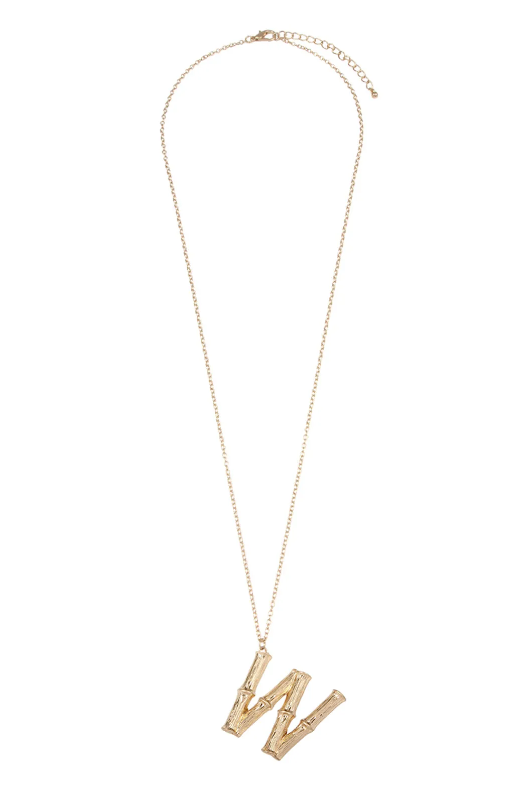 TNE0415 - CAST METAL BAMBOO ALPHABET NECKLACE WITH STUD EARRINGS
