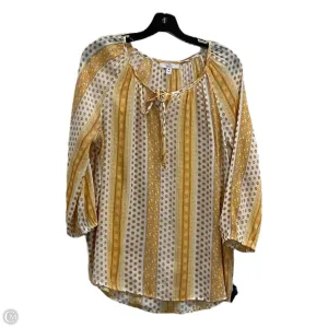 Top 3/4 Sleeve By Como Sport In Orange & Yellow, Size: M