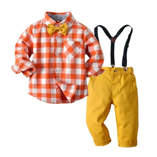 Top and Top Toddler Baby Boys Gentleman Clothes Sets Long Sleeve Romper Suspenders Pants 2Pcs Wedding Party Casual Outfits