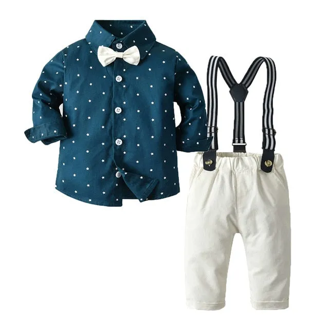 Top and Top Toddler Baby Boys Gentleman Clothes Sets Long Sleeve Romper Suspenders Pants 2Pcs Wedding Party Casual Outfits