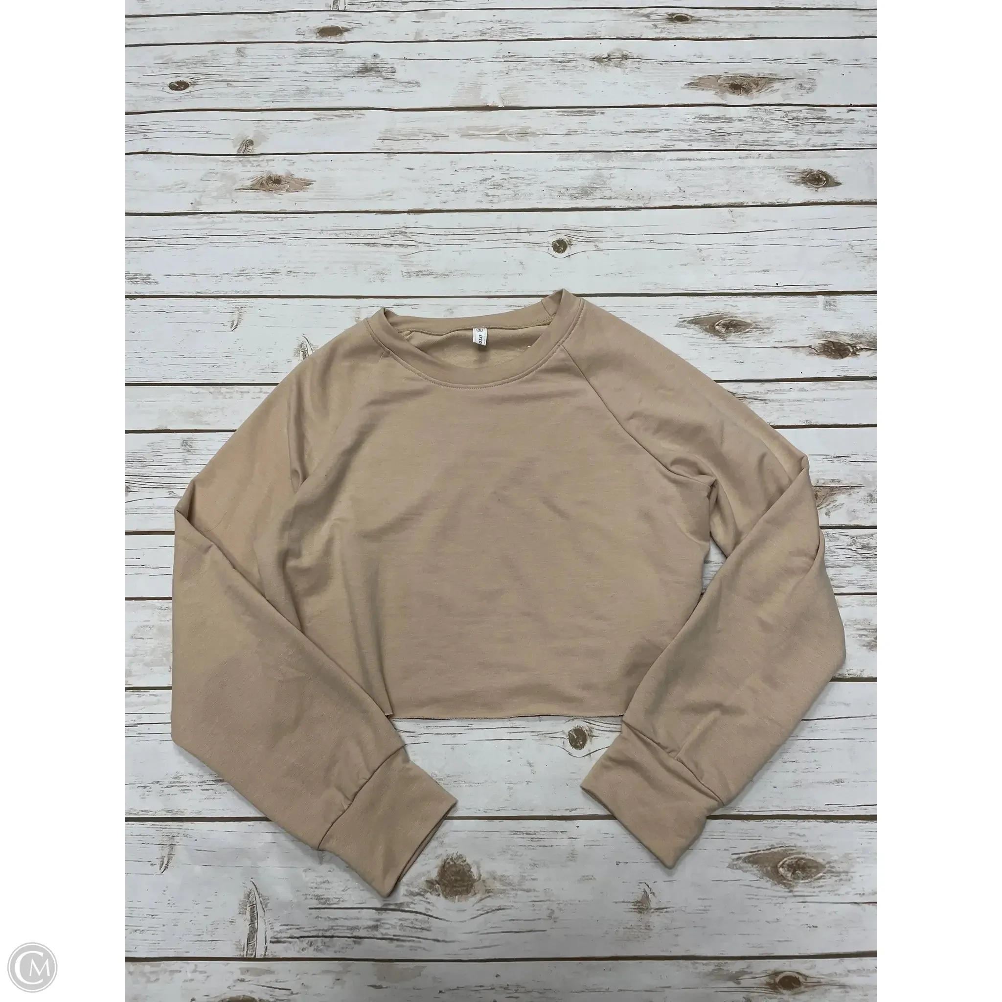 Top Long Sleeve By Cme In Tan, Size: M