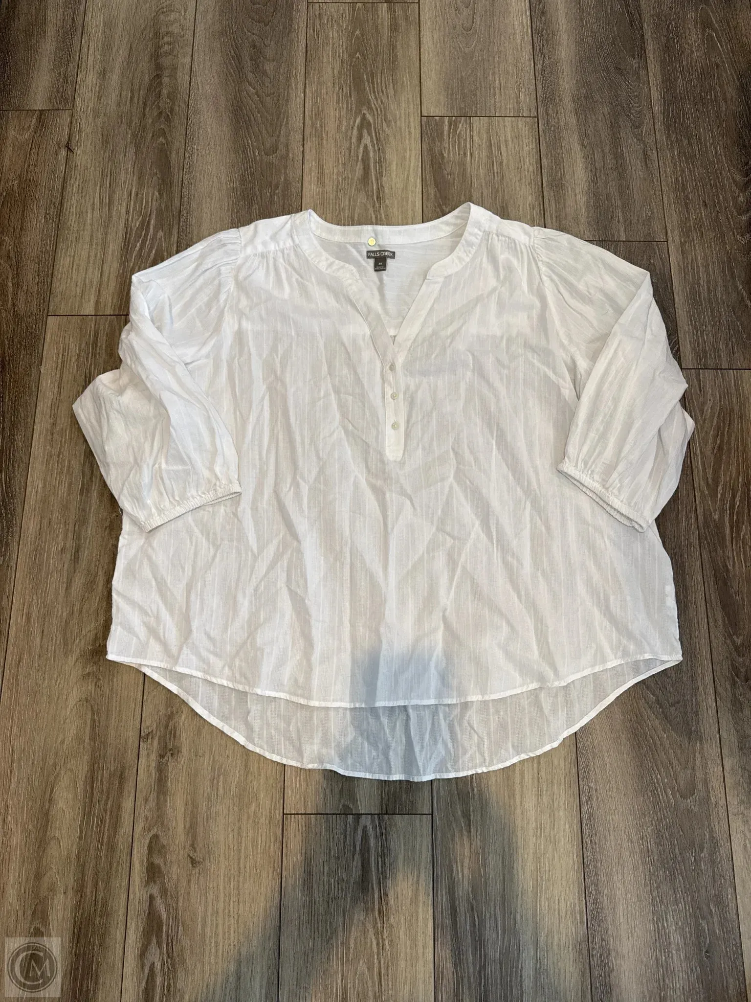 Top Long Sleeve By Falls Creek In White, Size: 3x