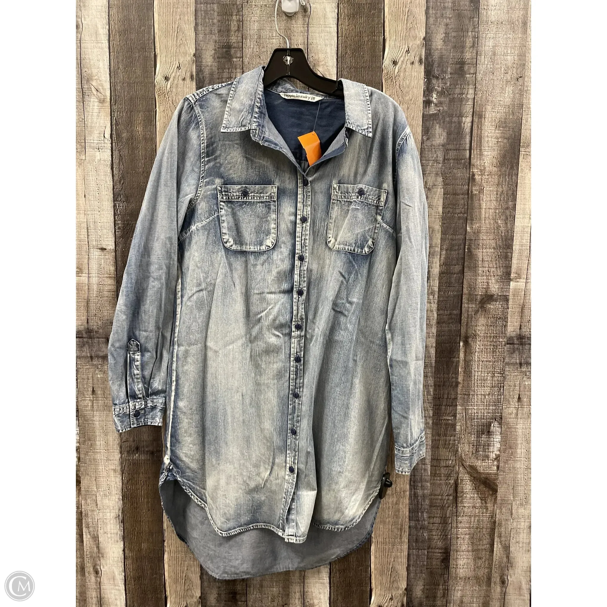 Top Long Sleeve By Hippie Laundry In Blue Denim, Size: L