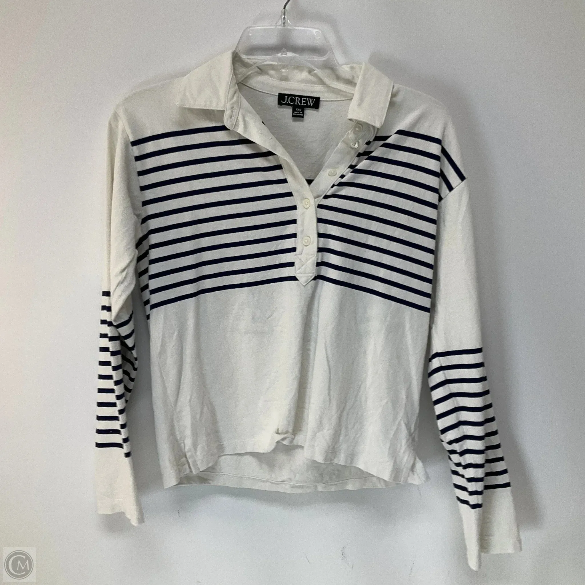 Top Long Sleeve By J. Crew In Blue & White, Size: Xxs