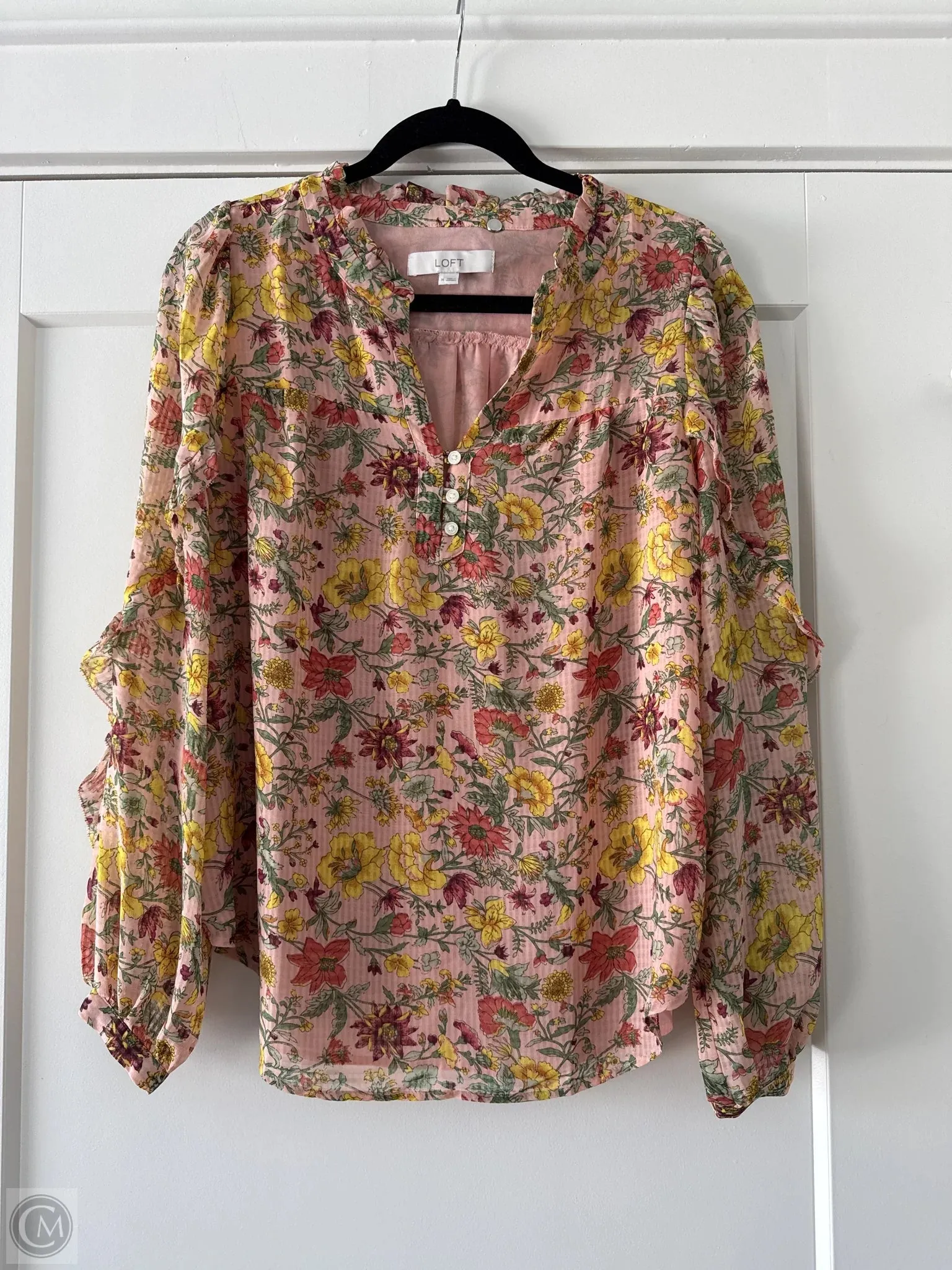 Top Long Sleeve By Loft In Pink, Size: M