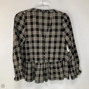 Top Long Sleeve By Madewell In Plaid Pattern, Size: Xs