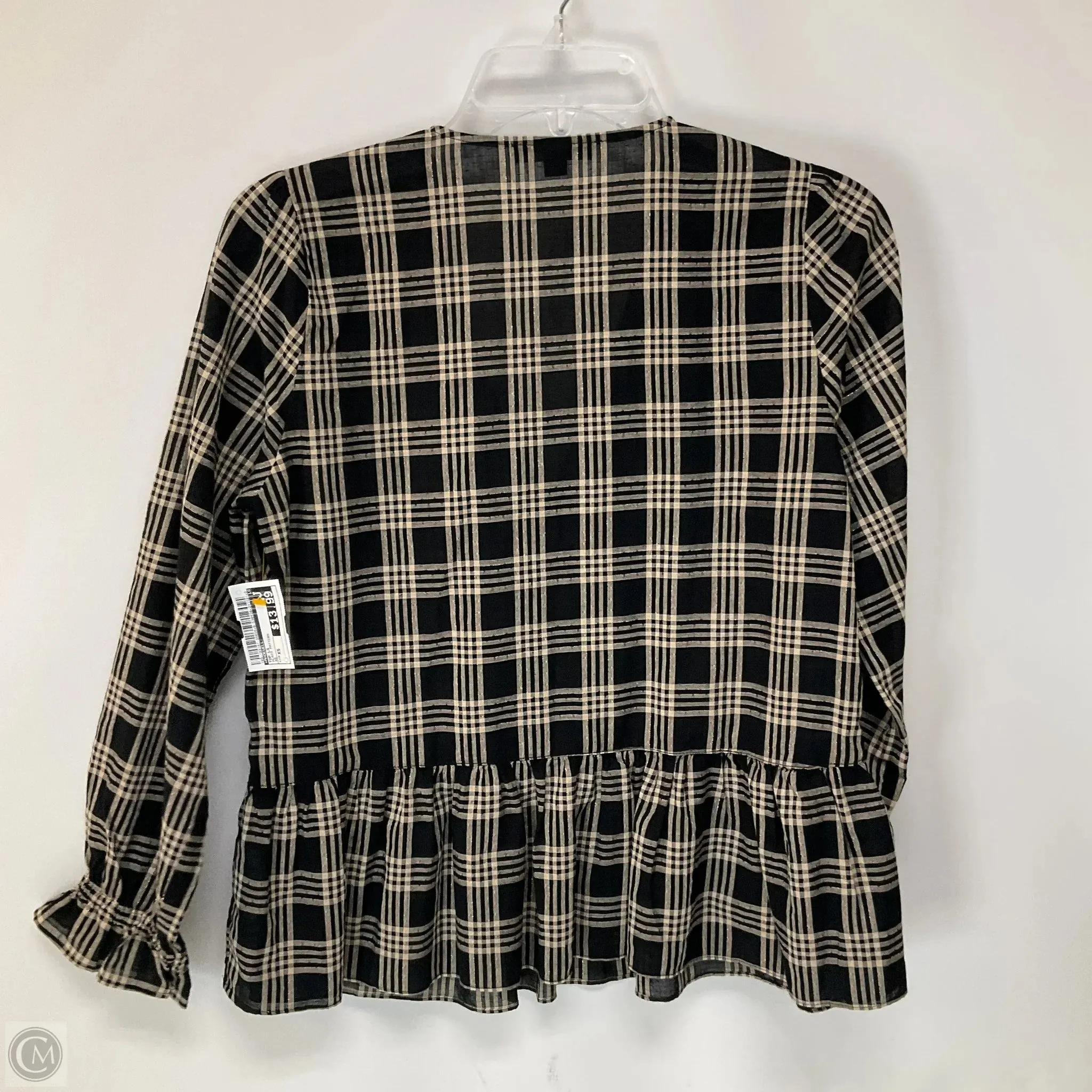 Top Long Sleeve By Madewell In Plaid Pattern, Size: Xs
