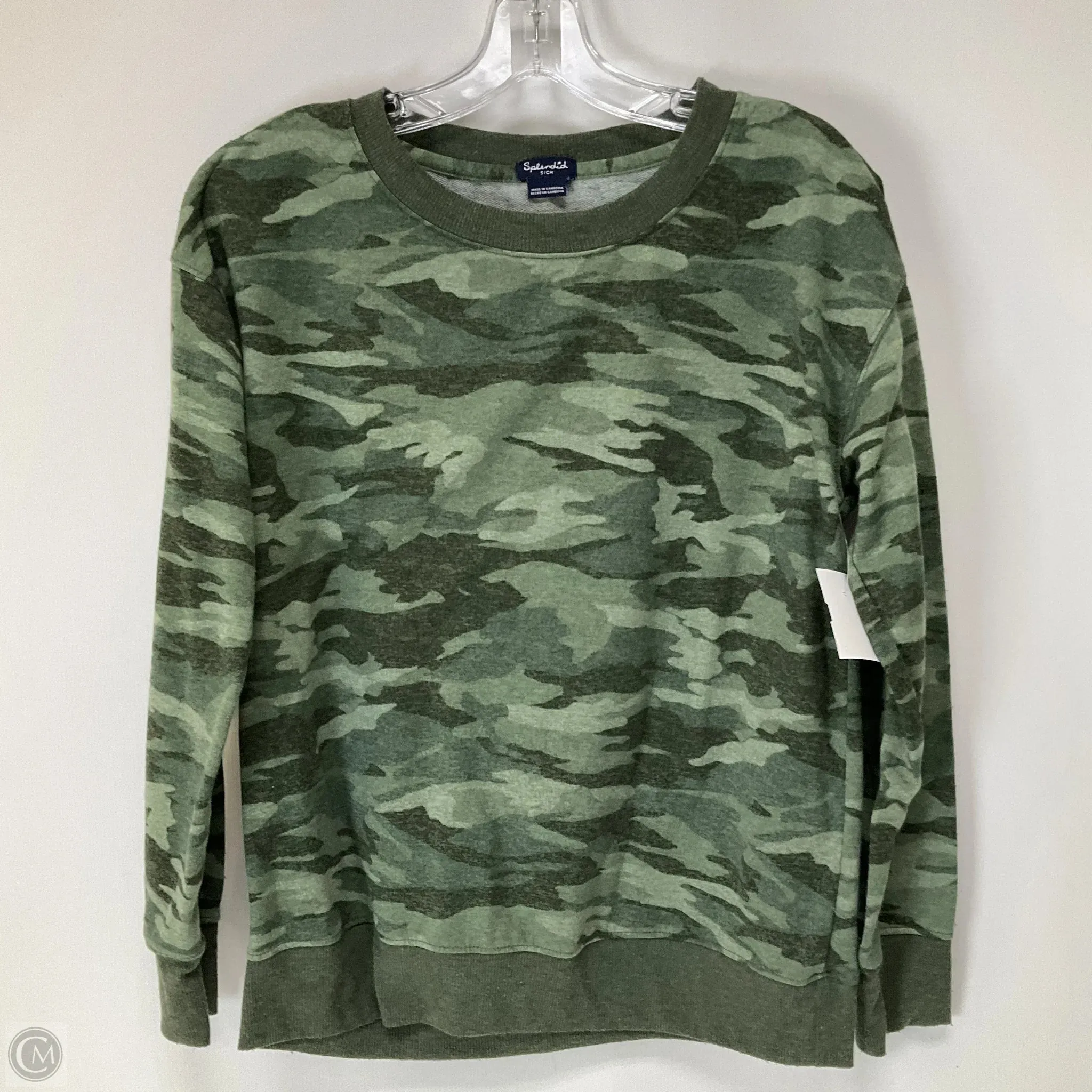 Top Long Sleeve By Splendid In Camouflage Print, Size: S