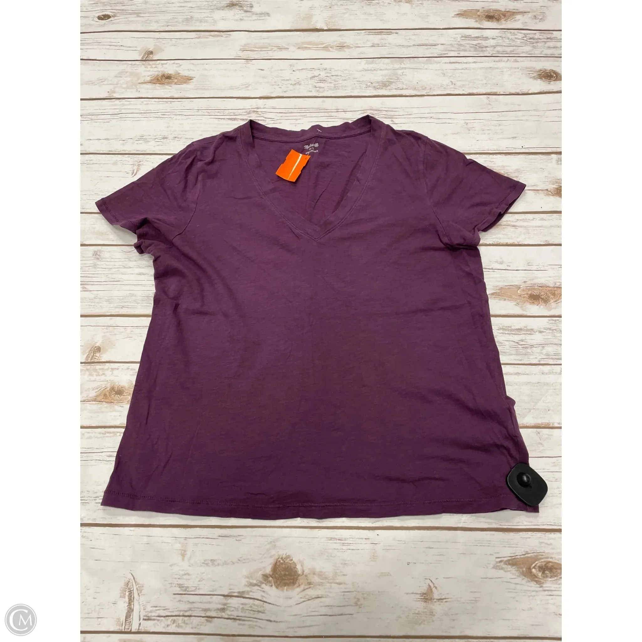 Top Short Sleeve Basic By Madewell In Purple, Size: L