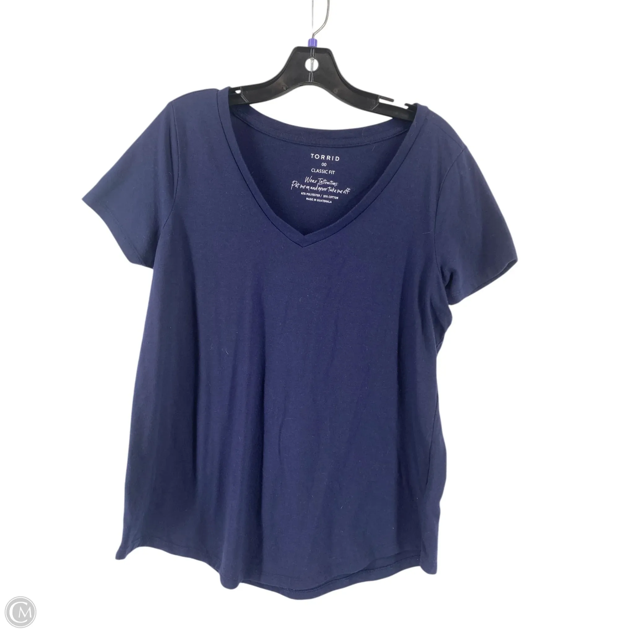 Top Short Sleeve By Torrid In Navy, Size: 0