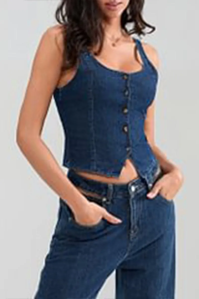 TR3261 Denim Vest Top