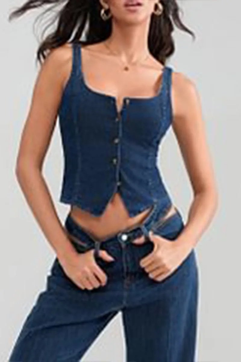 TR3261 Denim Vest Top