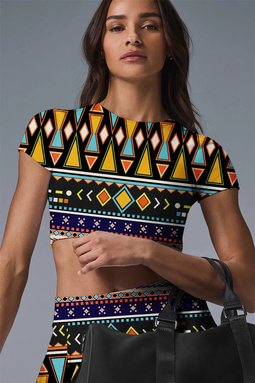 Tribal Tempo Tennis Set – Vibrant Geometric Print Activewear for Women