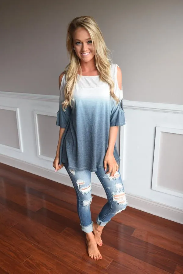 Two Tone Ombre Top ~ Blue