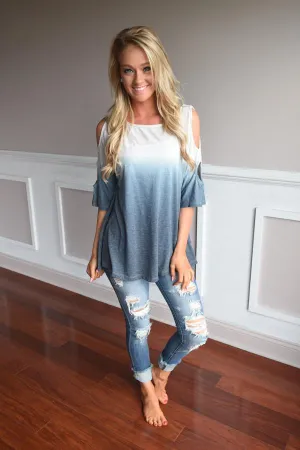 Two Tone Ombre Top ~ Blue