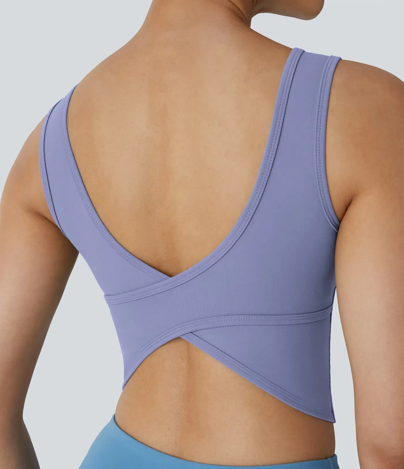 U-Neck Backless Crossover Ballet Tank Top | Elegant & Breathable