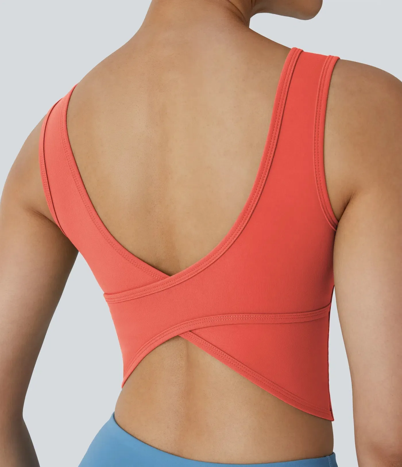 U-Neck Backless Crossover Ballet Tank Top | Elegant & Breathable