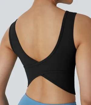 U-Neck Backless Crossover Ballet Tank Top | Elegant & Breathable