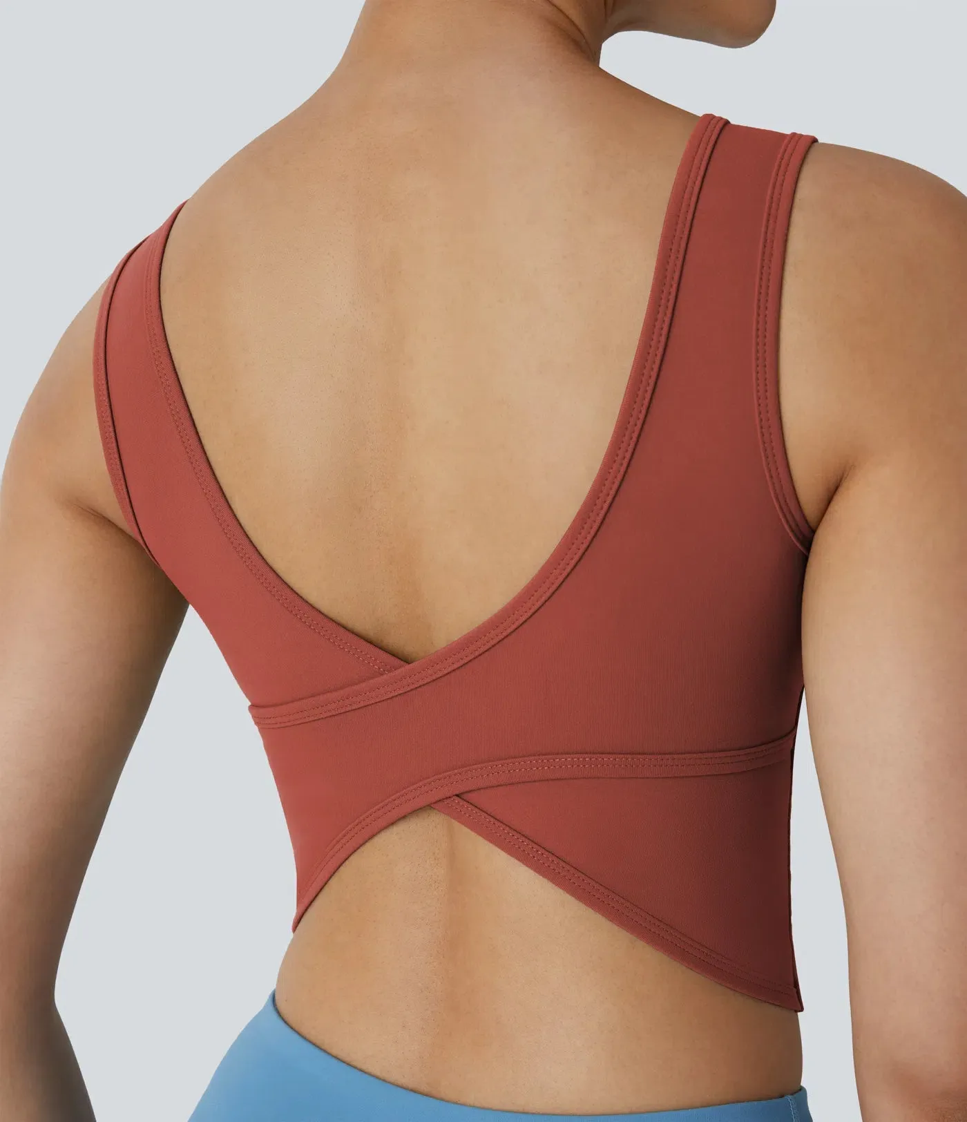 U-Neck Backless Crossover Ballet Tank Top | Elegant & Breathable