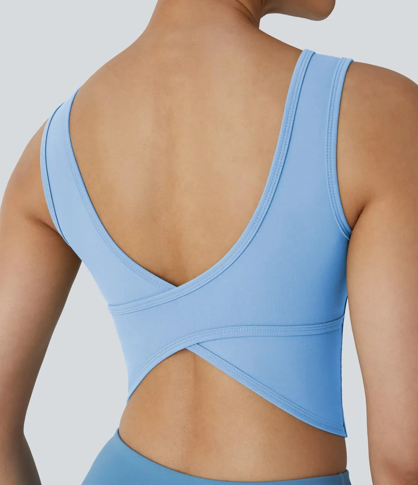U-Neck Backless Crossover Ballet Tank Top | Elegant & Breathable