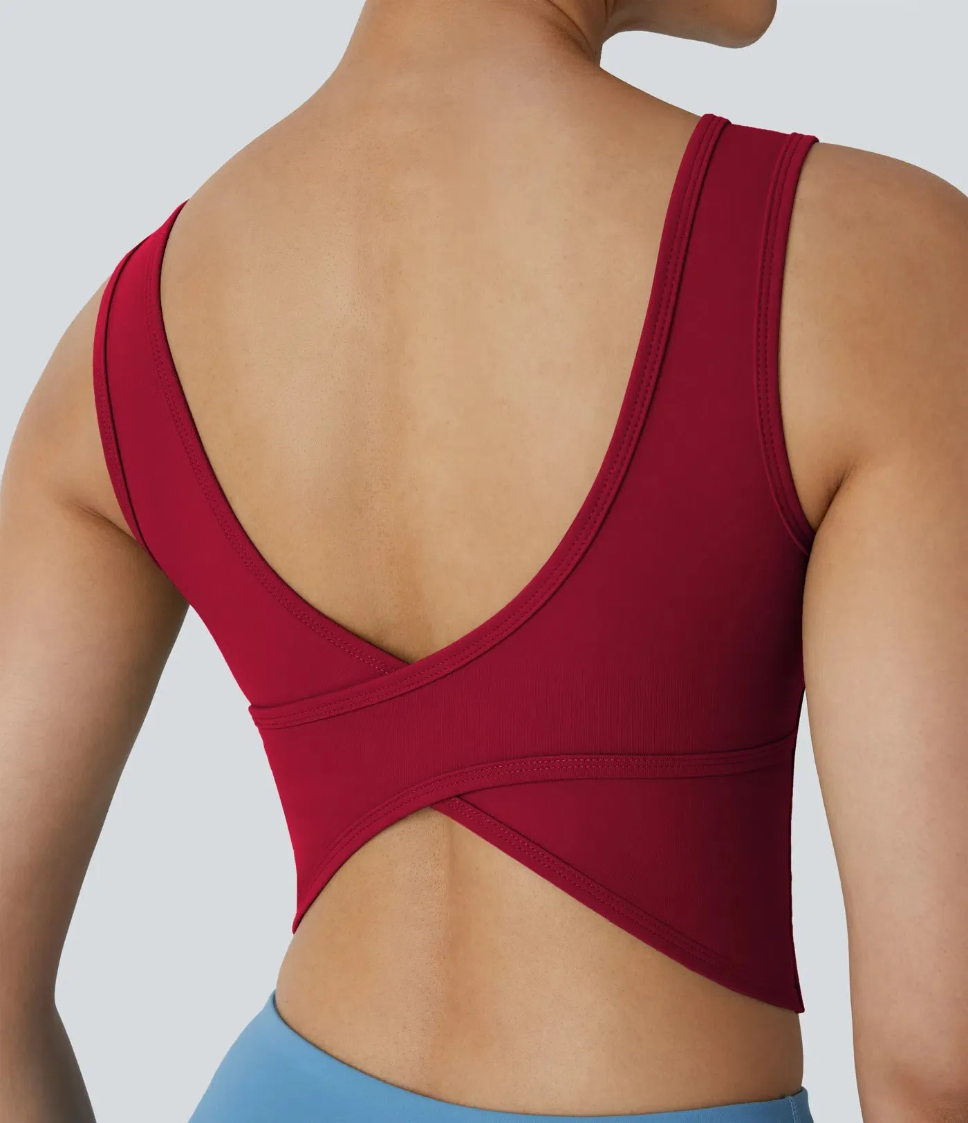 U-Neck Backless Crossover Ballet Tank Top | Elegant & Breathable