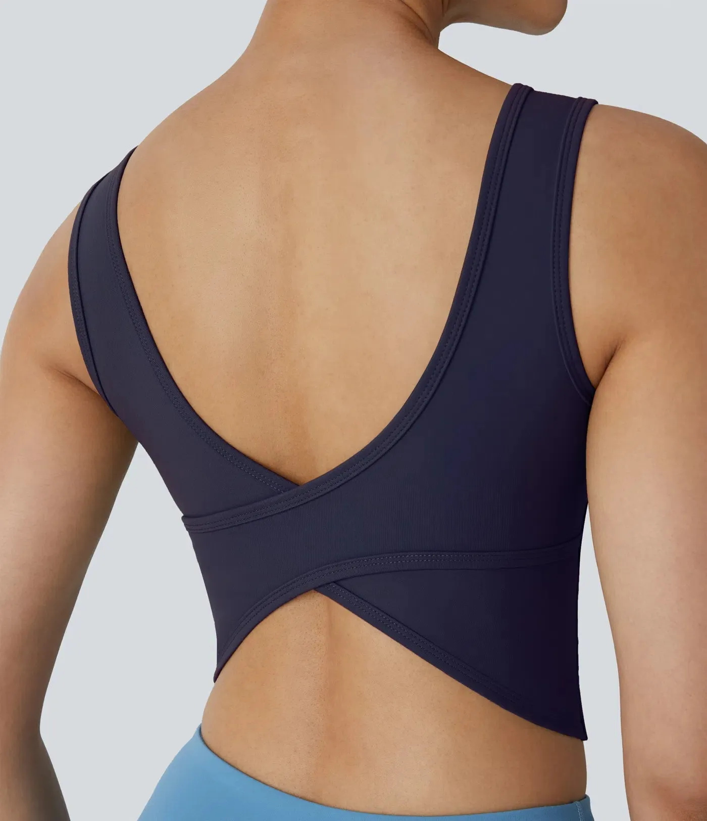 U-Neck Backless Crossover Ballet Tank Top | Elegant & Breathable