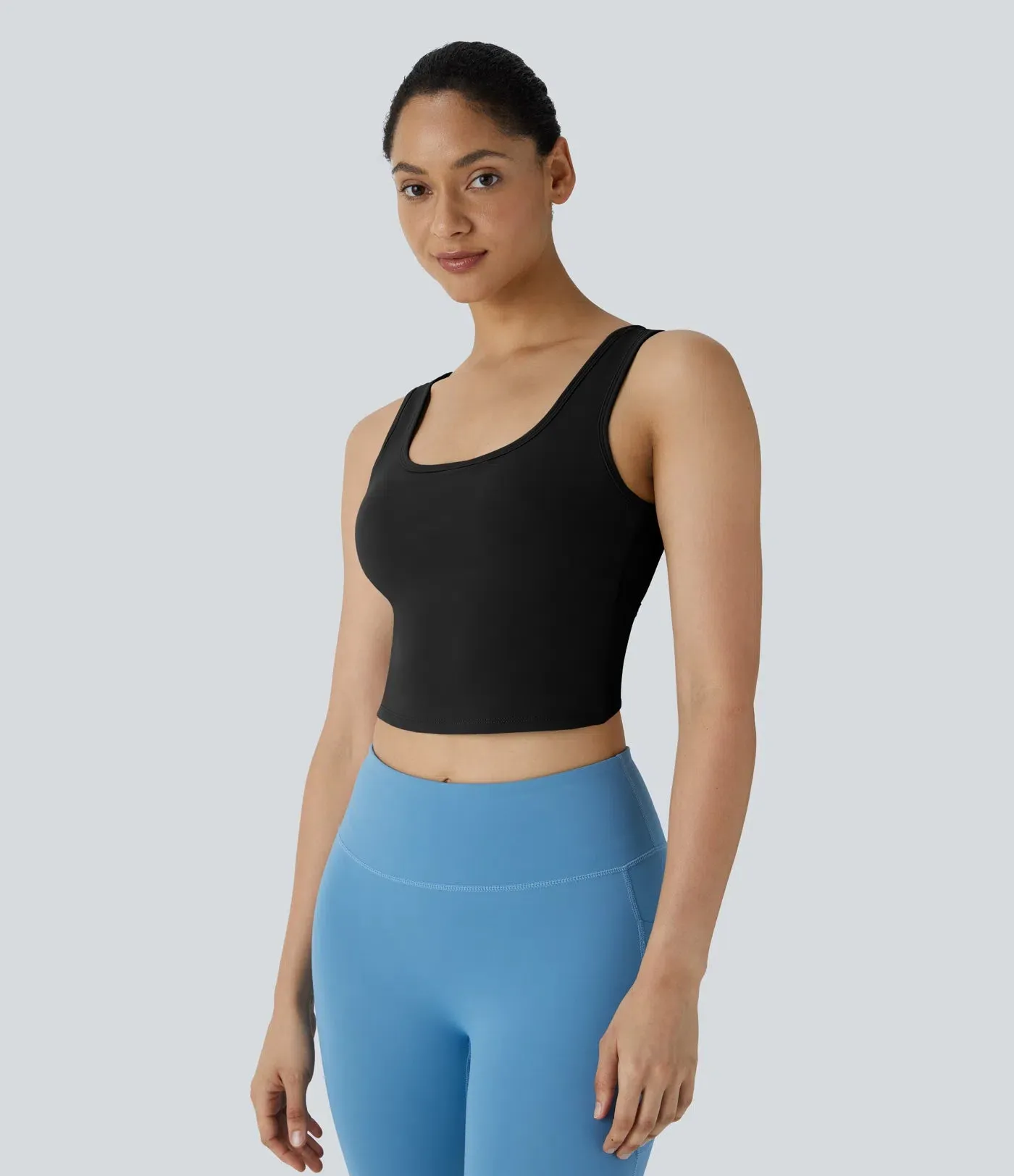 U-Neck Backless Crossover Ballet Tank Top | Elegant & Breathable