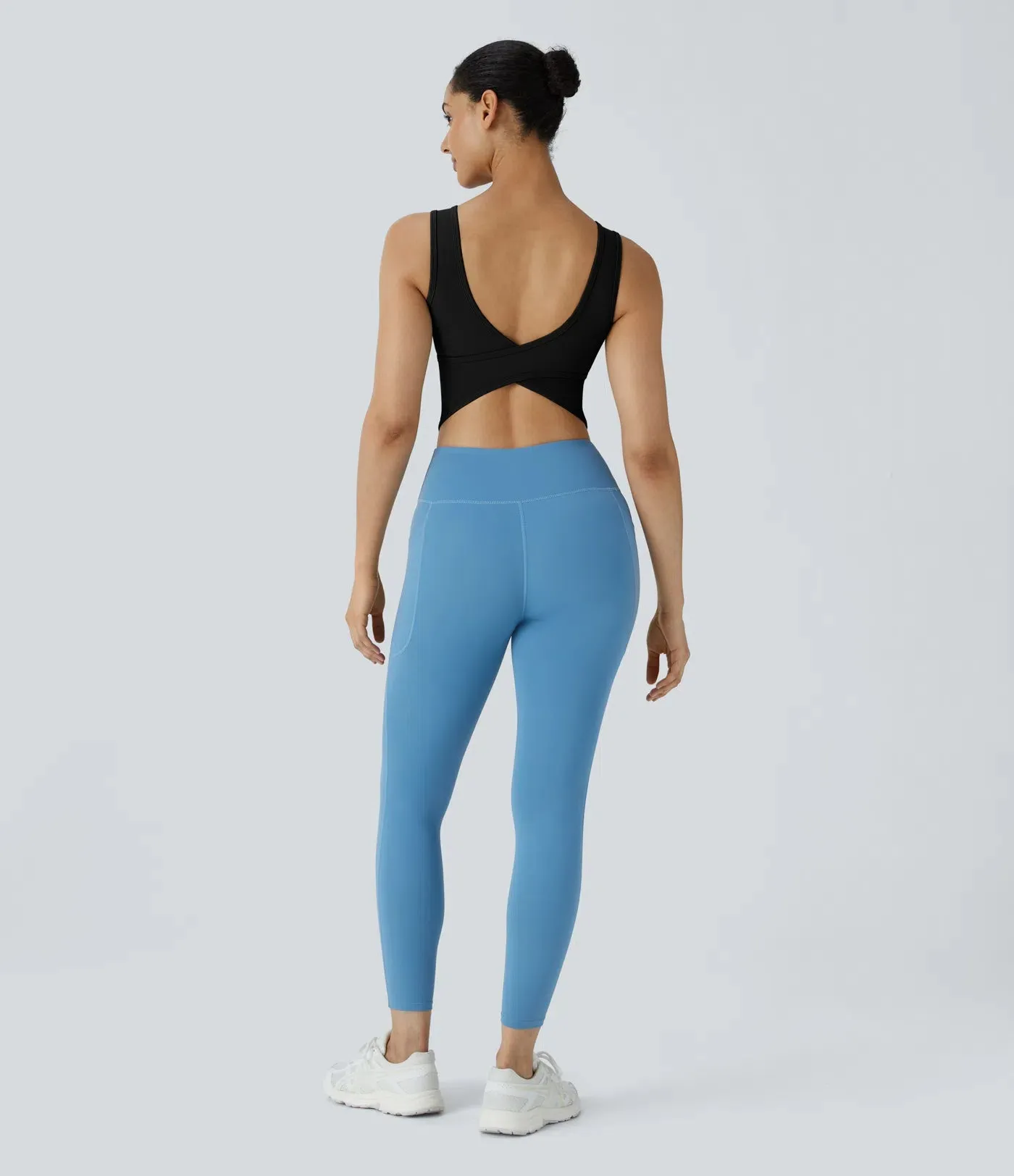U-Neck Backless Crossover Ballet Tank Top | Elegant & Breathable