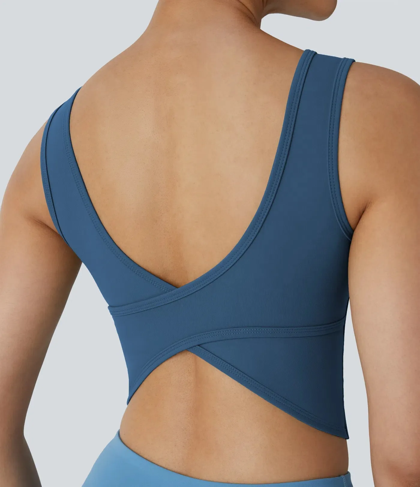 U-Neck Backless Crossover Ballet Tank Top | Elegant & Breathable