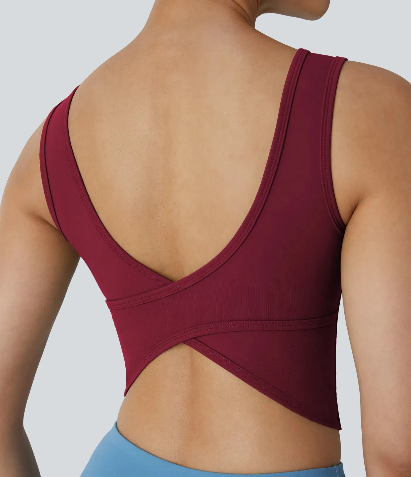 U-Neck Backless Crossover Ballet Tank Top | Elegant & Breathable