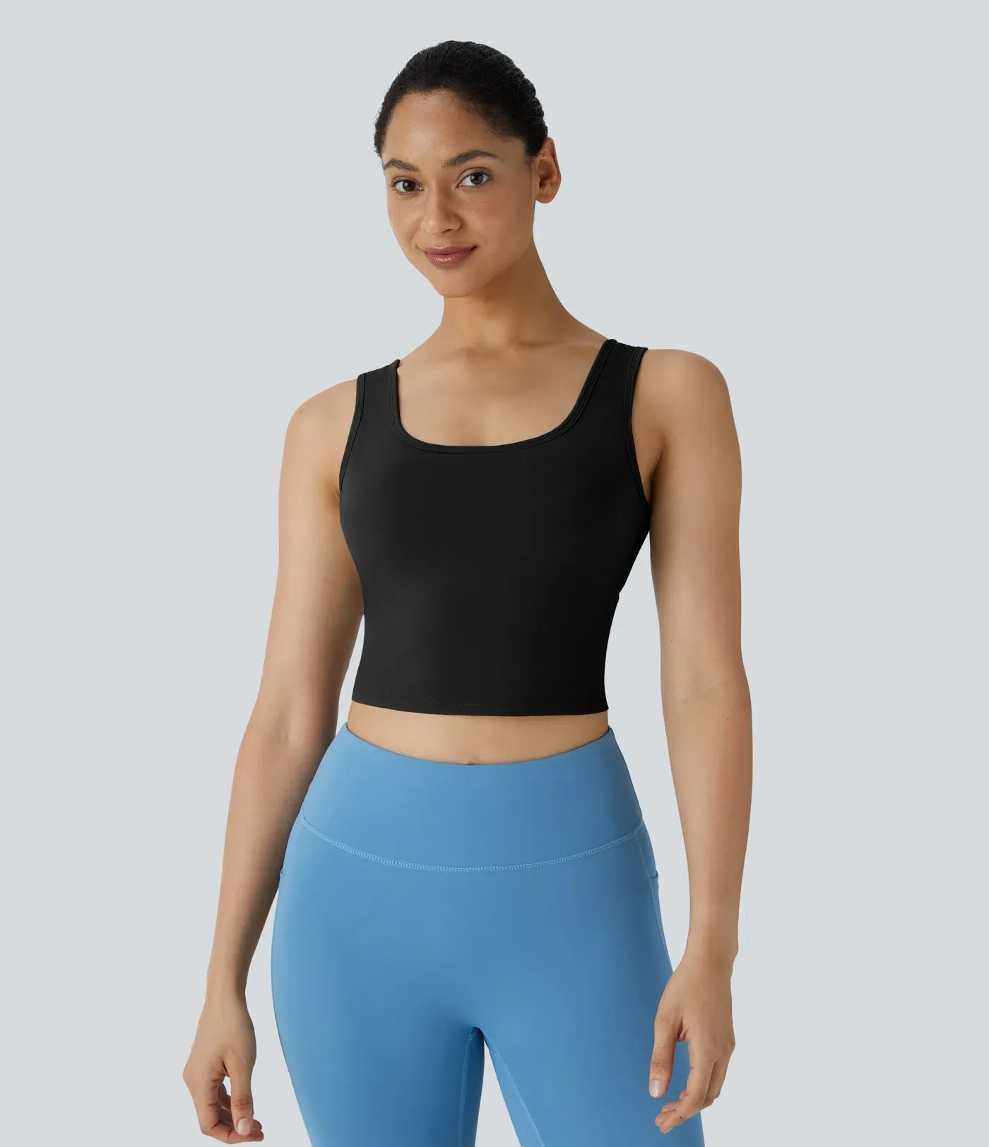 U-Neck Backless Crossover Ballet Tank Top | Elegant & Breathable
