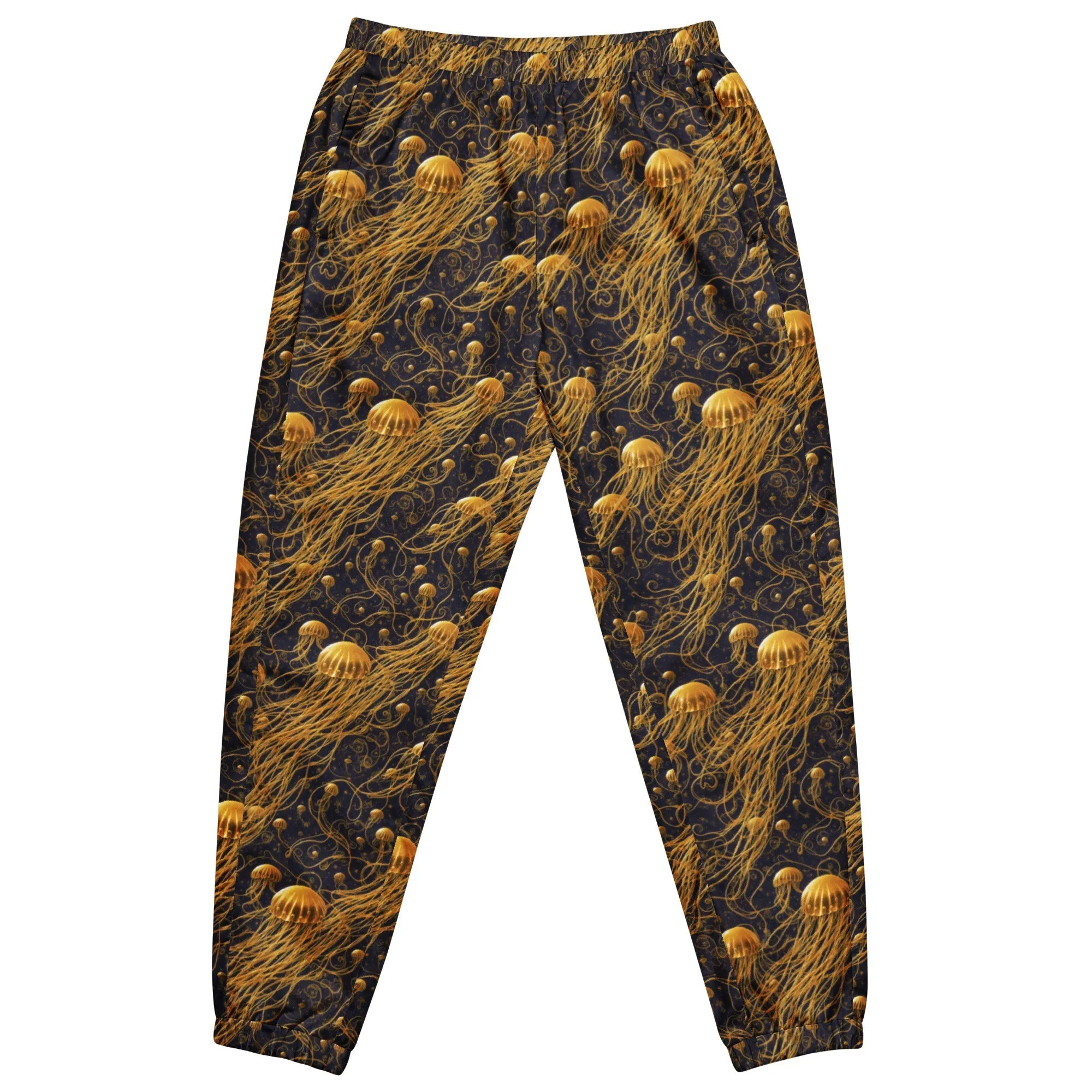 Unisex Track Pants - Black and Gold Jellyfishes