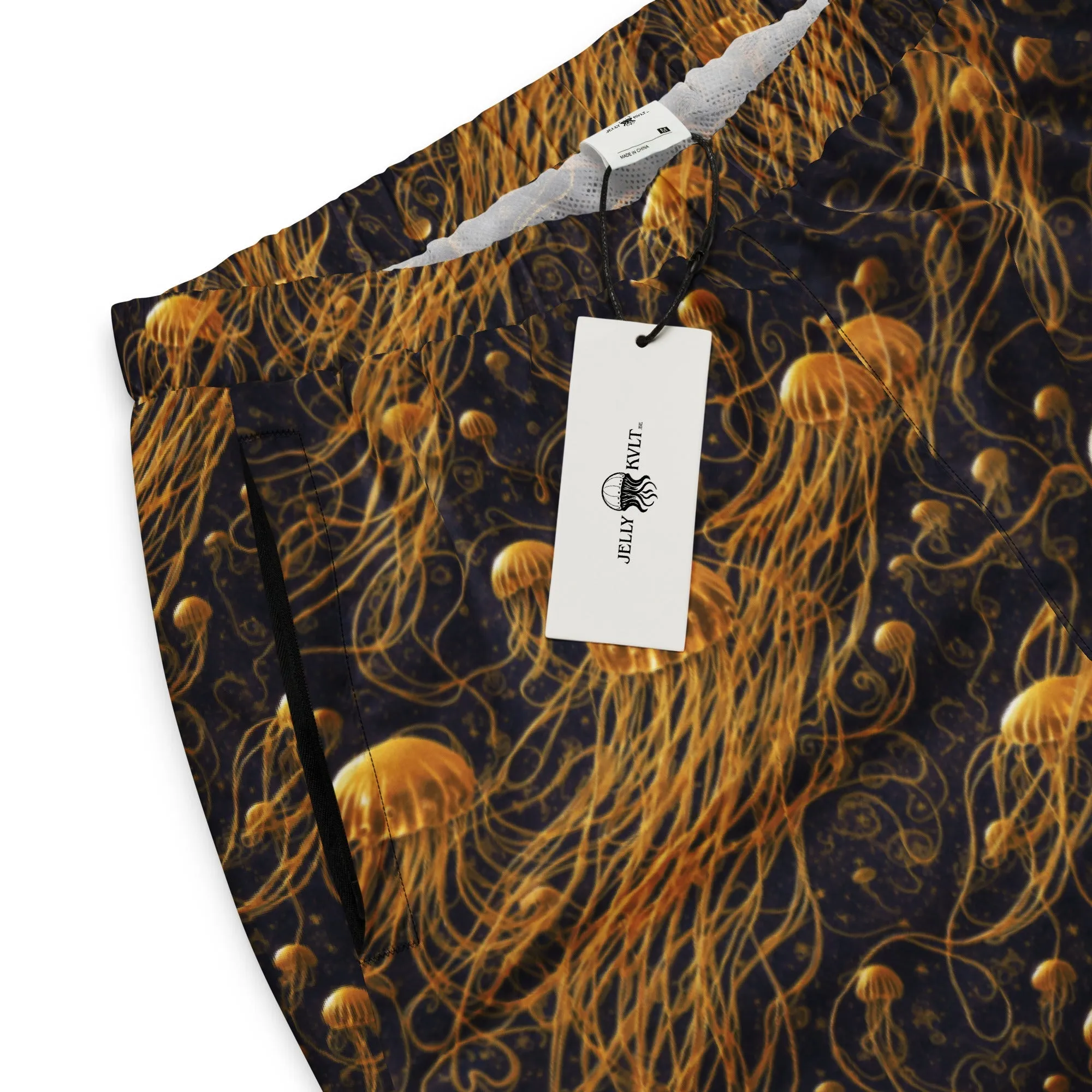 Unisex Track Pants - Black and Gold Jellyfishes