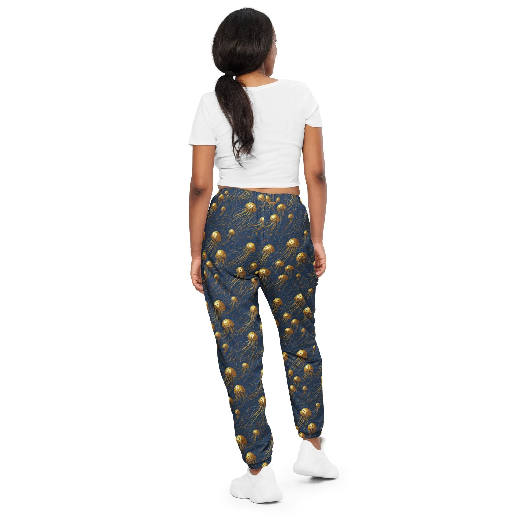 Unisex Track Pants - Blue and Gold Jellyfishes
