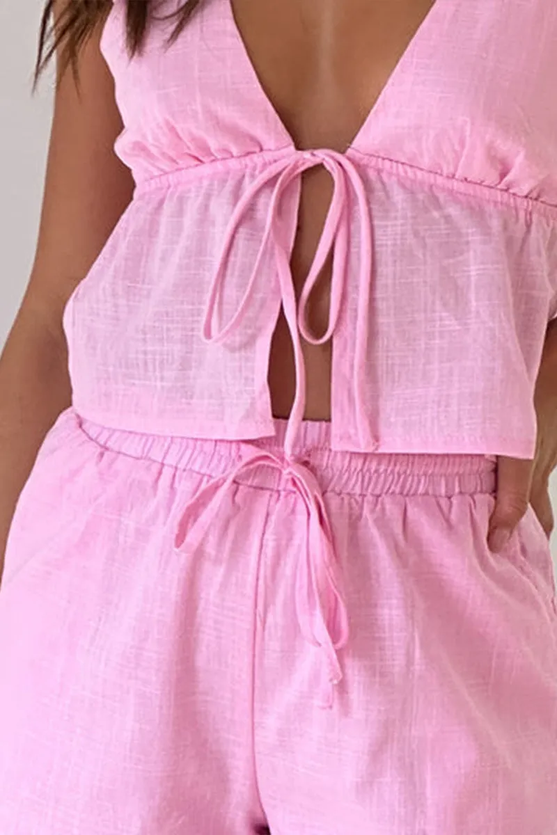 US3522 Sleeveless Shirt and Shorts Set