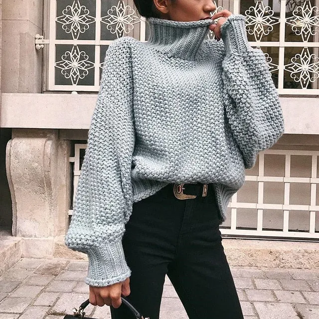 UULZZOR Turtleneck Winter 2019 Knitted Sweater Women Pullovers Casual Various Colors