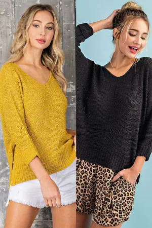 V-Neckline Knit Sweater