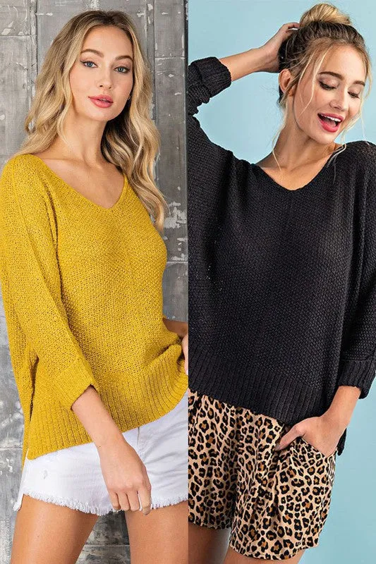 V-Neckline Knit Sweater