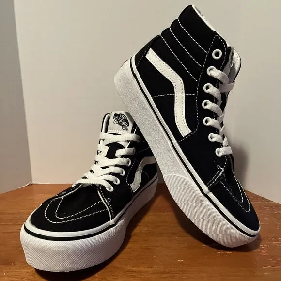 Vans Off The Wall SK8 Hi Kids 3 Sneakers Filmore Black Canvas High Tops Shoes