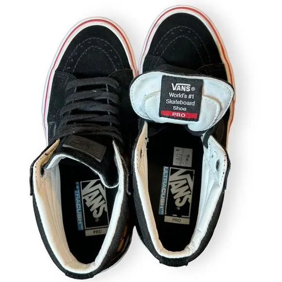 Vans Sk8-Hi Thrasher Flames Graphic Skate Shoes High Top Ultra Cush Style 721454