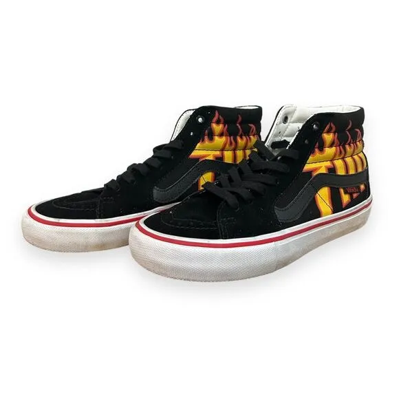 Vans Sk8-Hi Thrasher Flames Graphic Skate Shoes High Top Ultra Cush Style 721454