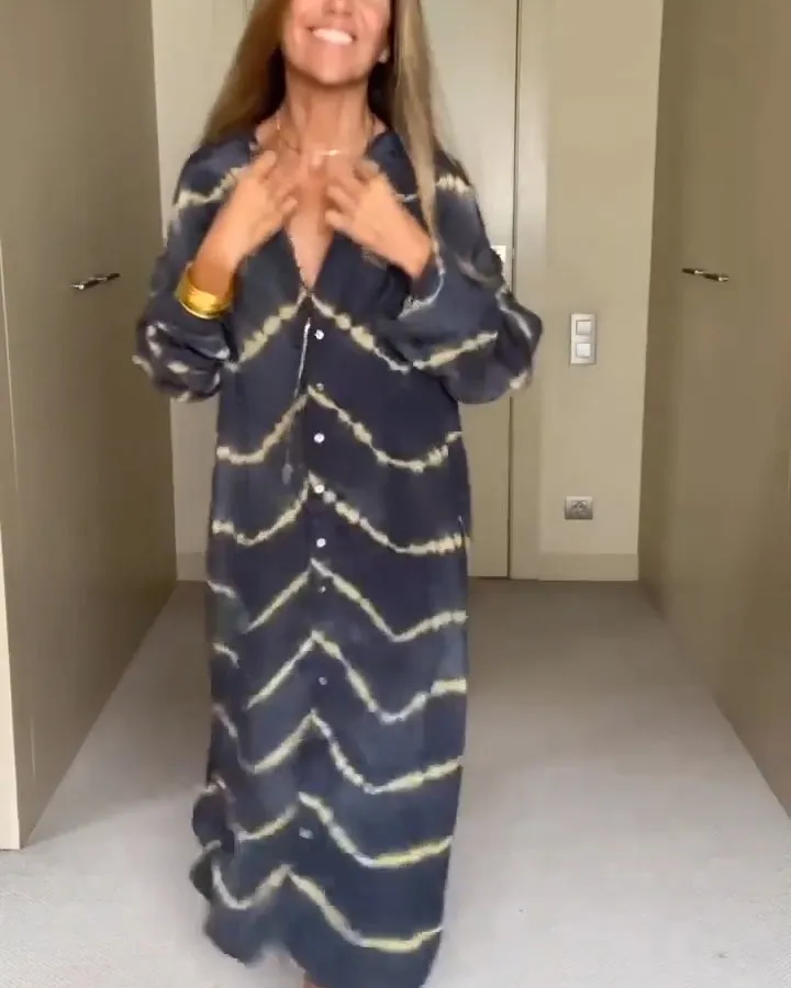 Vestido Boho Listrado Decote V