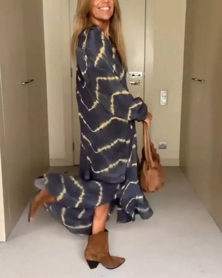 Vestido Boho Listrado Decote V