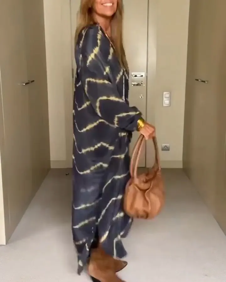 Vestido Boho Listrado Decote V