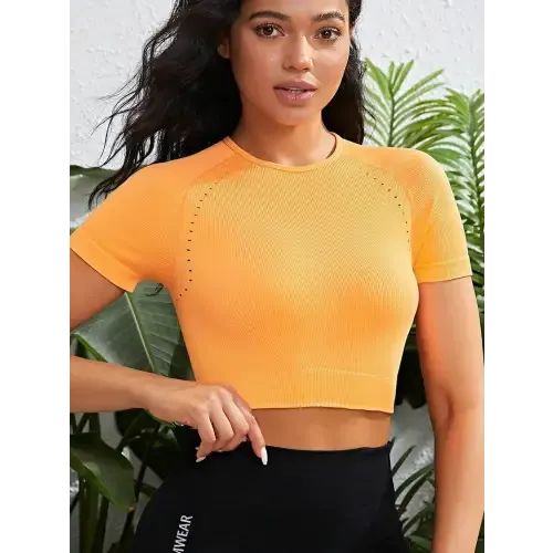 Vibrant Orange Tangerine Cropped Active Top