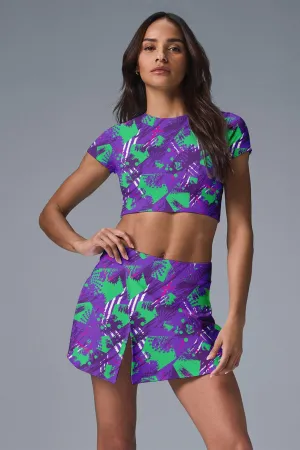 Vibrant Velocity Activewear Set – Abstract Purple & Green Power Print